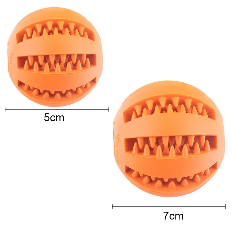 Bola Interativa para Cães Pequenos: Brinquedo Multifuncional com Borracha Elástica para Mastigar, Limpeza Dental e Recompensa com Petiscos!